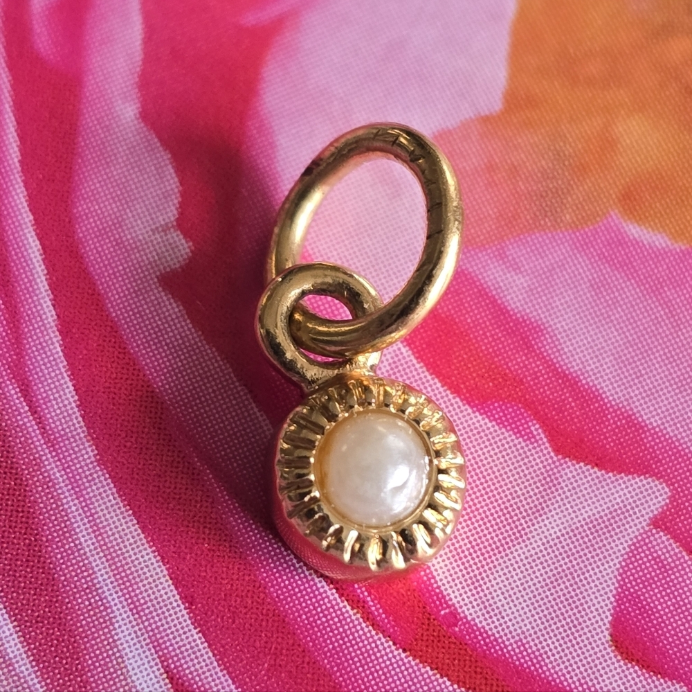 Tiny pearl charm white gold tone China  dainty layering necklace pendant